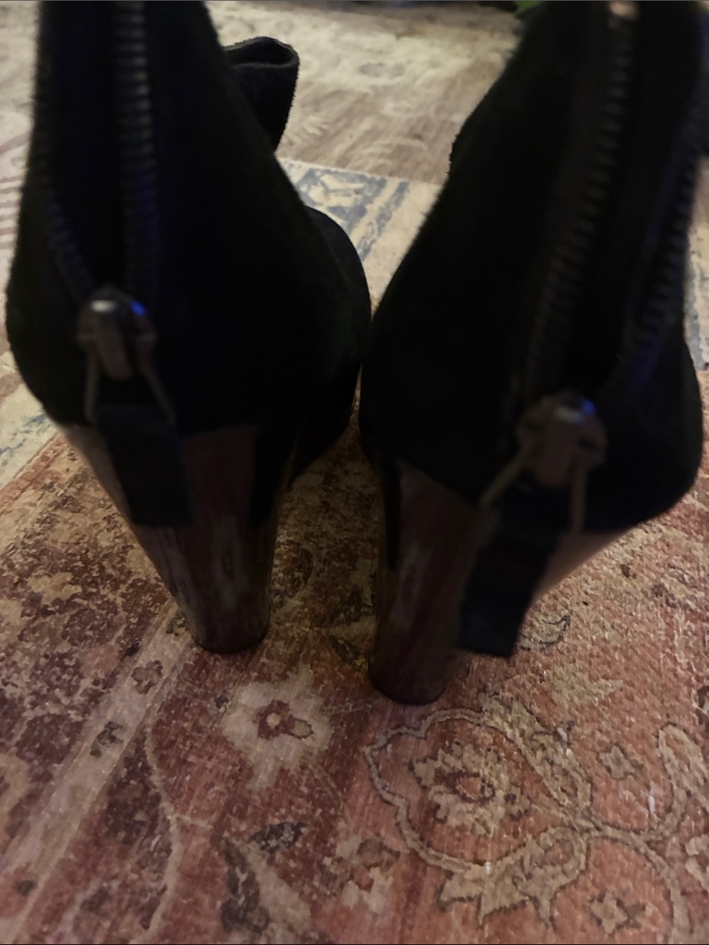 Rosegold Shoes Black Suede Cutout Wedge Heels 39 - Picture 4 of 5